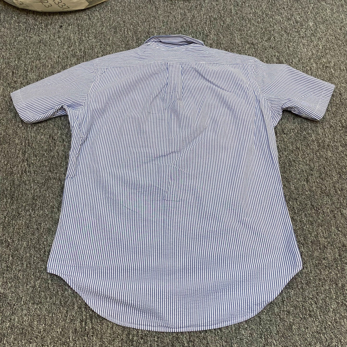 Ralph Lauren Shirt Mens M Blue Striped Classic Fit Red Pony Logo Button Down