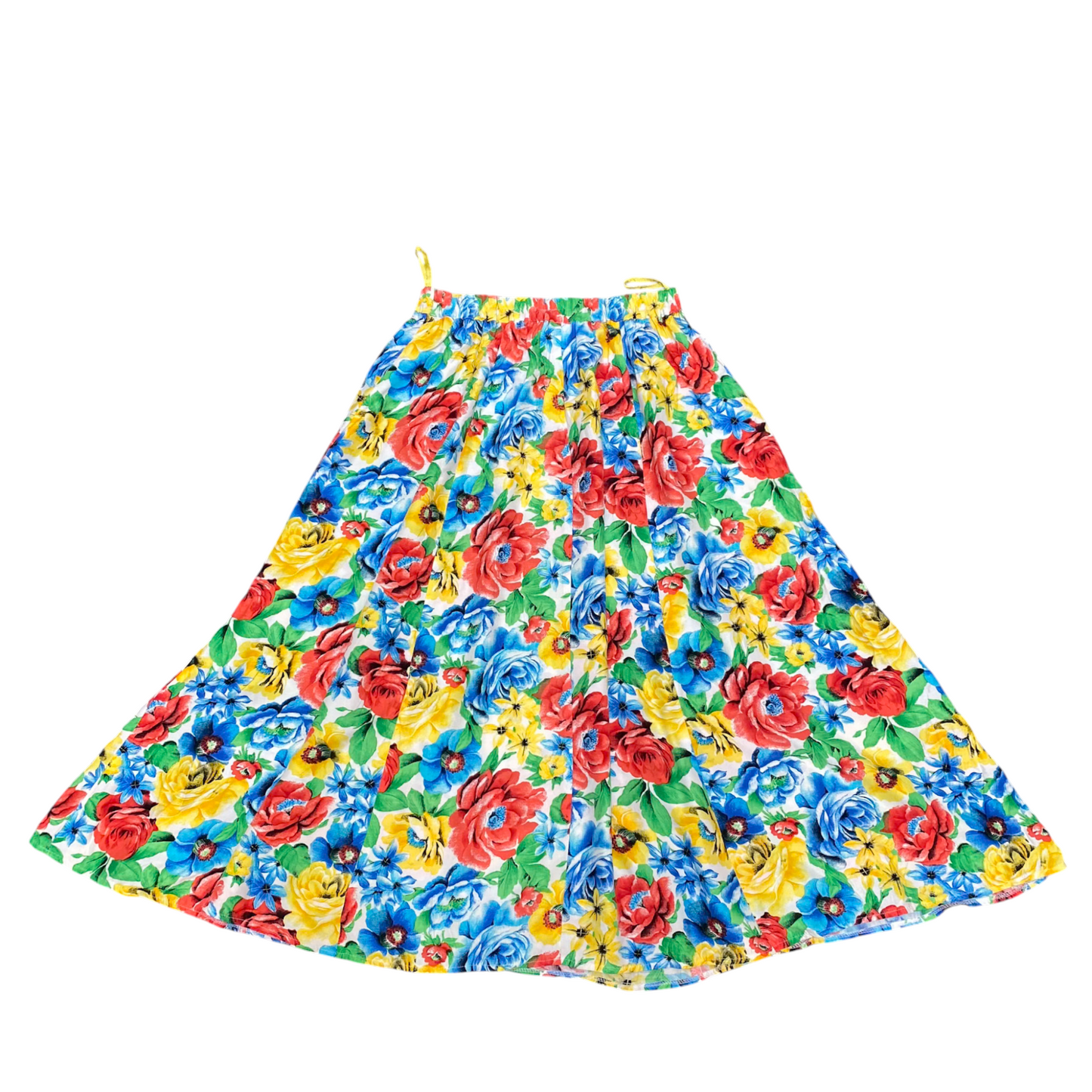 A-Line Long Skirt Womens M Multi Floral Elastic Waist Casual Outdoor Pull-On