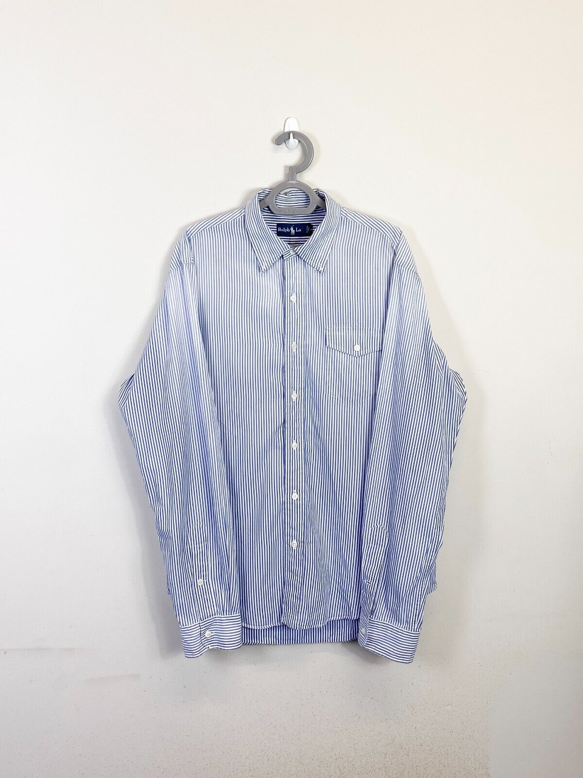 Ralph Lauren Shirt Mens Large Blue Striped Long Sleeve Collared Button Down