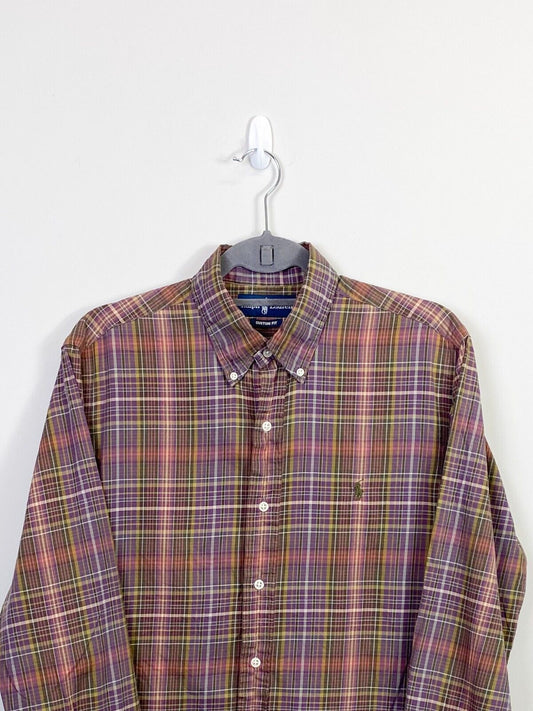 Ralph Lauren Dress Shirt Men's M 15.5 Multicolor Plaid Custom Fit Button-Down