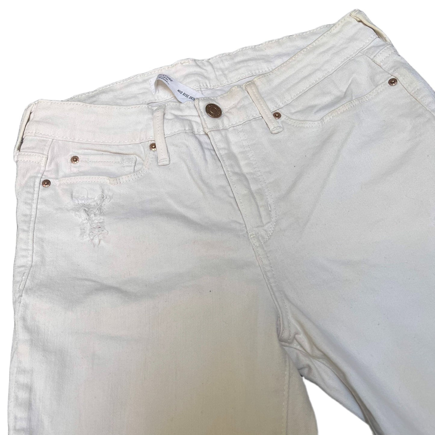 Levi's Skinny Crop Shorts Women Medium 29" Waist White Denim Mid Rise Distressed
