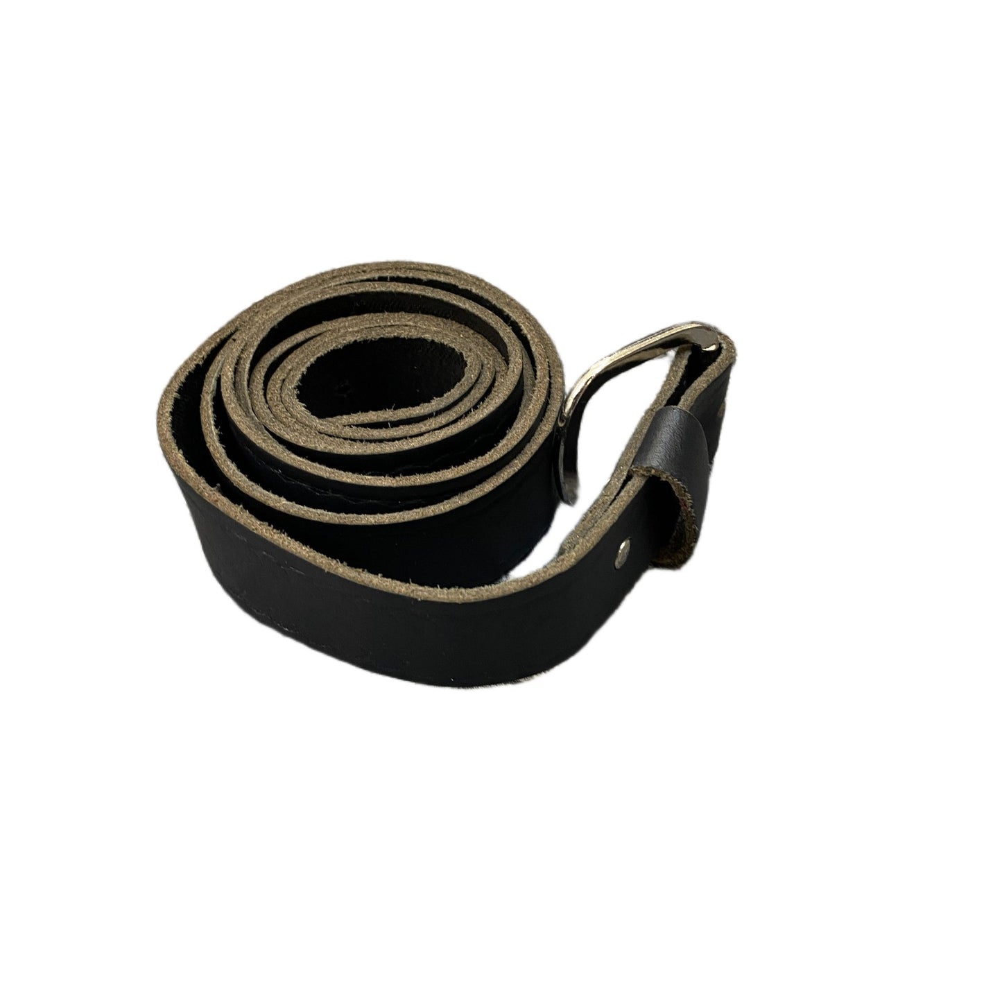 Waist Belt Mens Black Leather Adjustable Classic Silver Pin Buckle 53 Inches