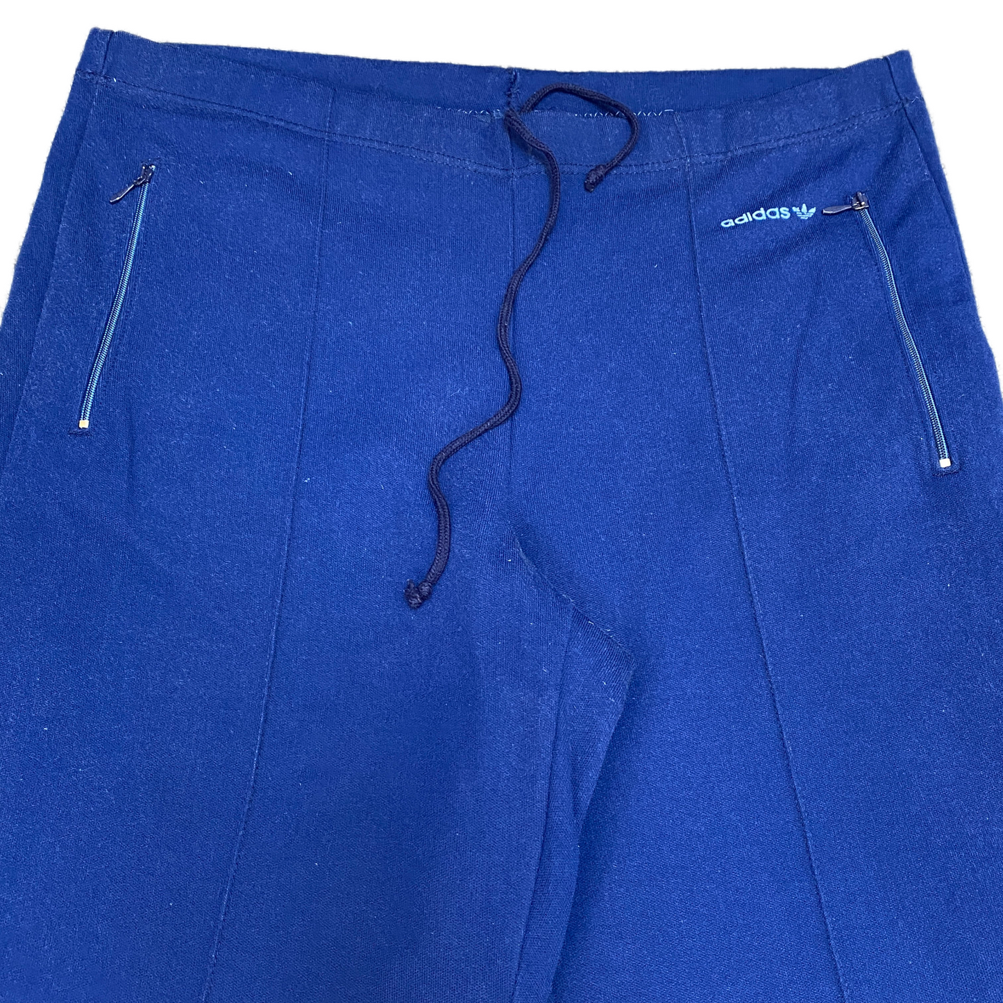 Adidas Original Pants Fits as Womens 32" Waist Blue Wide Leg Drawstring Trousers