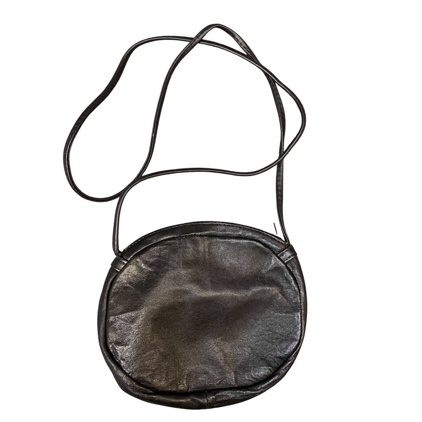 Womens Crossbody Bag Black Pebbled Leather Outer Pocket Travel Zip Closure