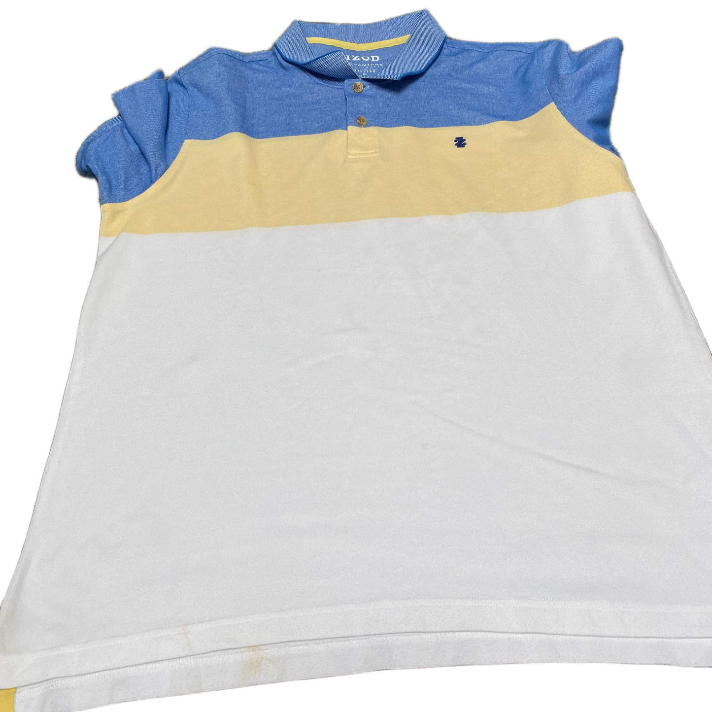 IZOD Polo Shirt Men XL White Blue Advantage Performance Golf Performance Stretch