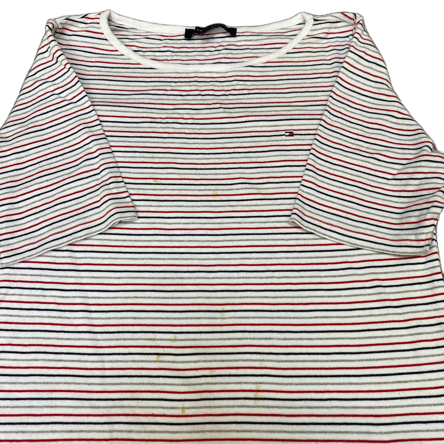 Tommy Hilfiger T-Shirt Women L Multi Striped Short Sleeve Pullover Summer Tee