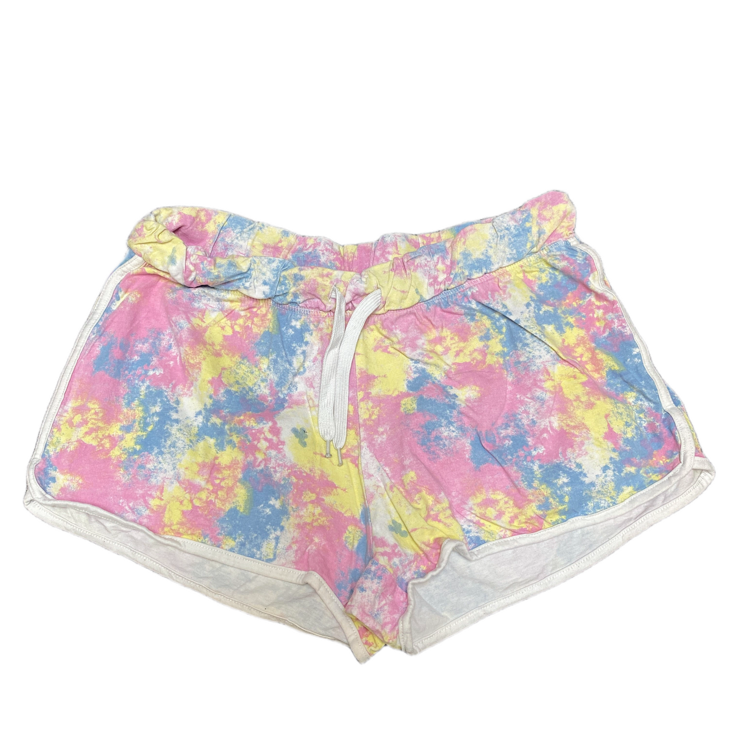 Running Sprinter Shorts Womens L 31" Waist Multi Tie Dye Gym Workout Dolphin Hem