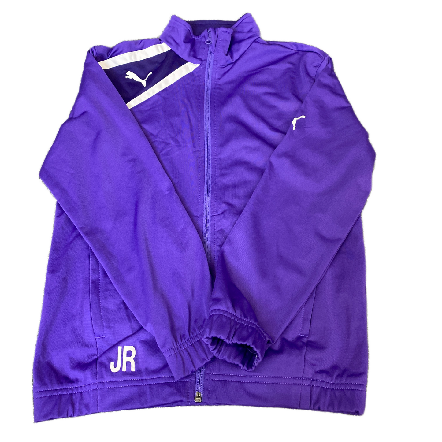 Puma Sport Track Jacket Boys XS Purple White TVS Wemding Long Sleeve Full Zipper