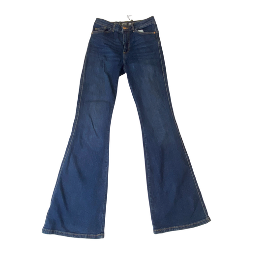 Amisu Jeans Womens Medium W28 L33 Blue Denim Flared Leg Flat Front Outdoor