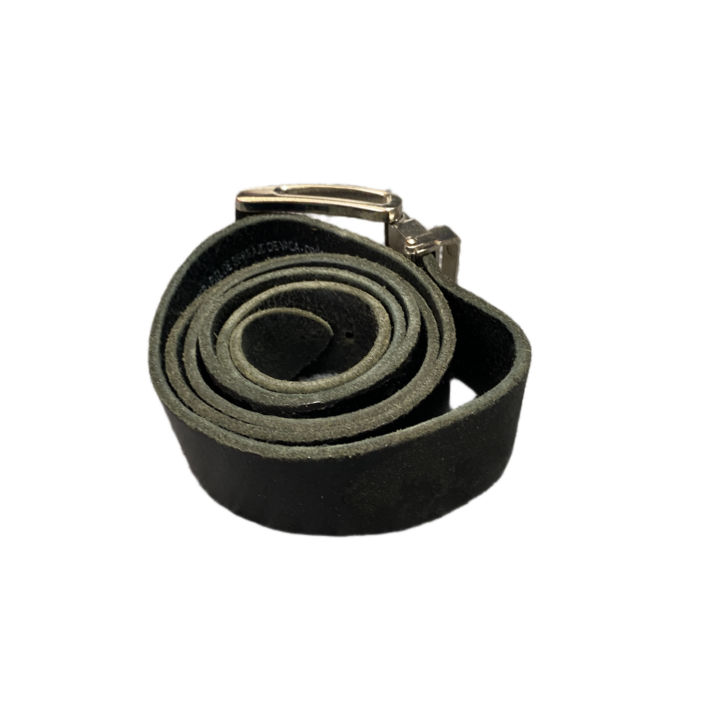 Waist Belt Mens Black Leather Adjustable Rectangular Silver Pin Buckle 42 inches