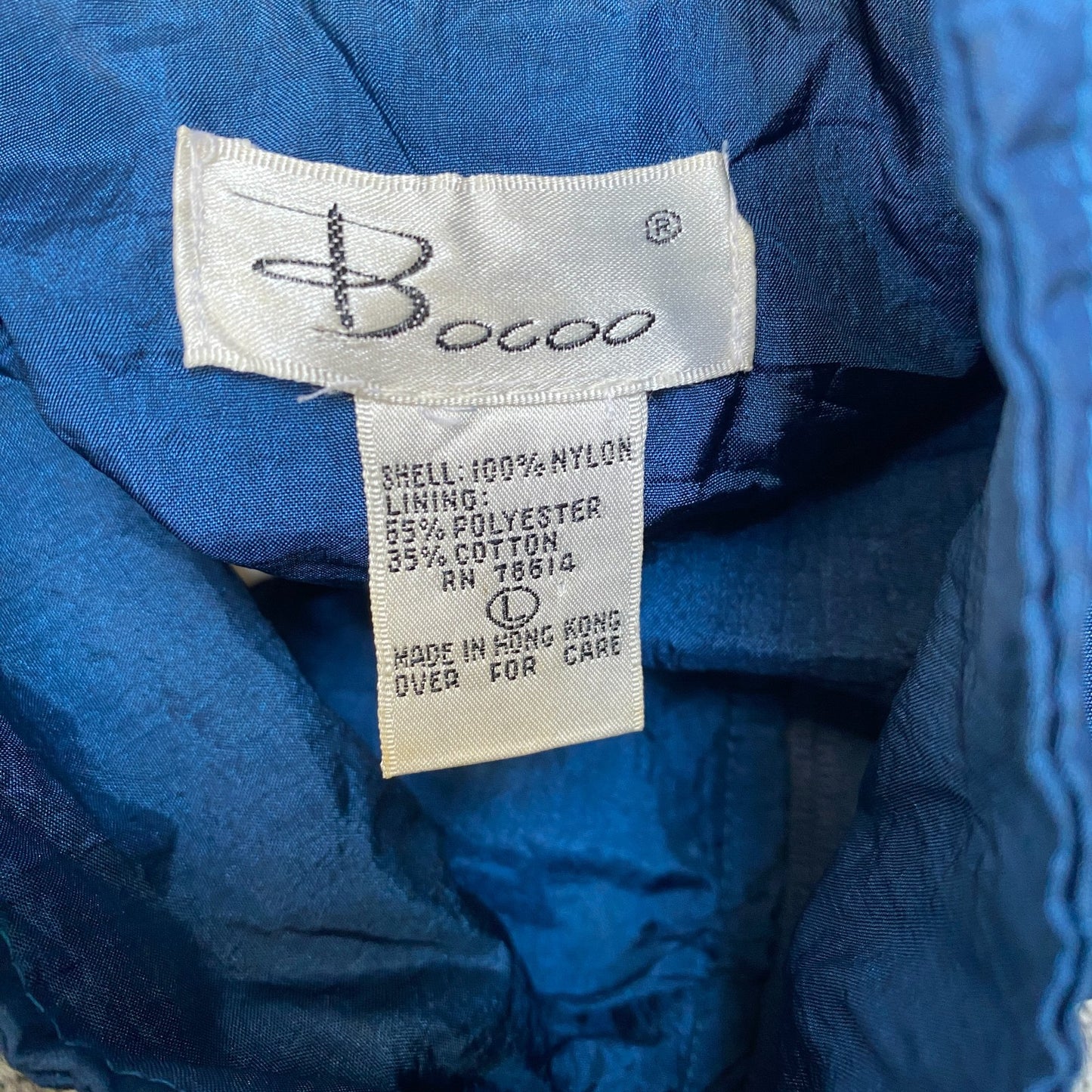 Vtg Bocoo Windbreaker Jacket Mens Large Teal Blue Quilted Lightweight Full Zip