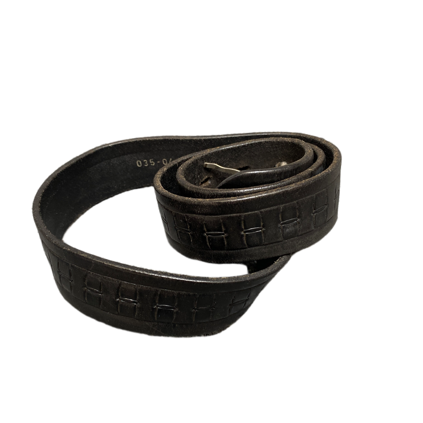 Balestra Waist Belt Mens Black Leather Adjustable Silver Pin Buckle 36 inches