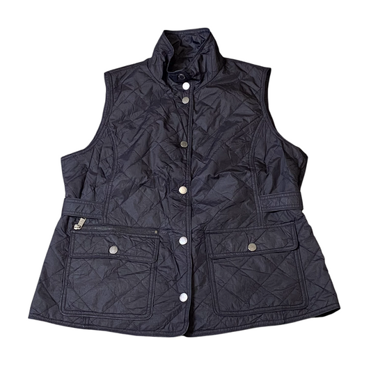 Pendleton Quilted Vest Womens Large Black Sleeveless Lightweight Snap Front