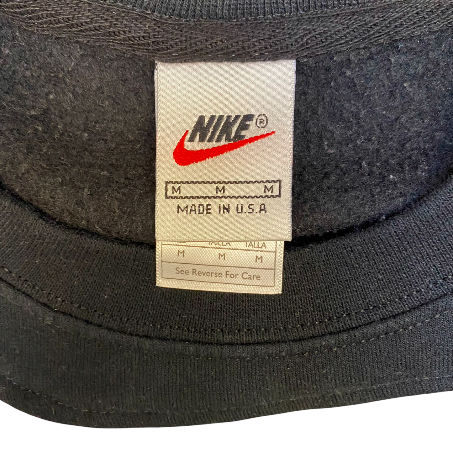 Nike Reworked Sweatshirt Mens M Pink Black Embroidered Spellout Logo Vintage Y2K