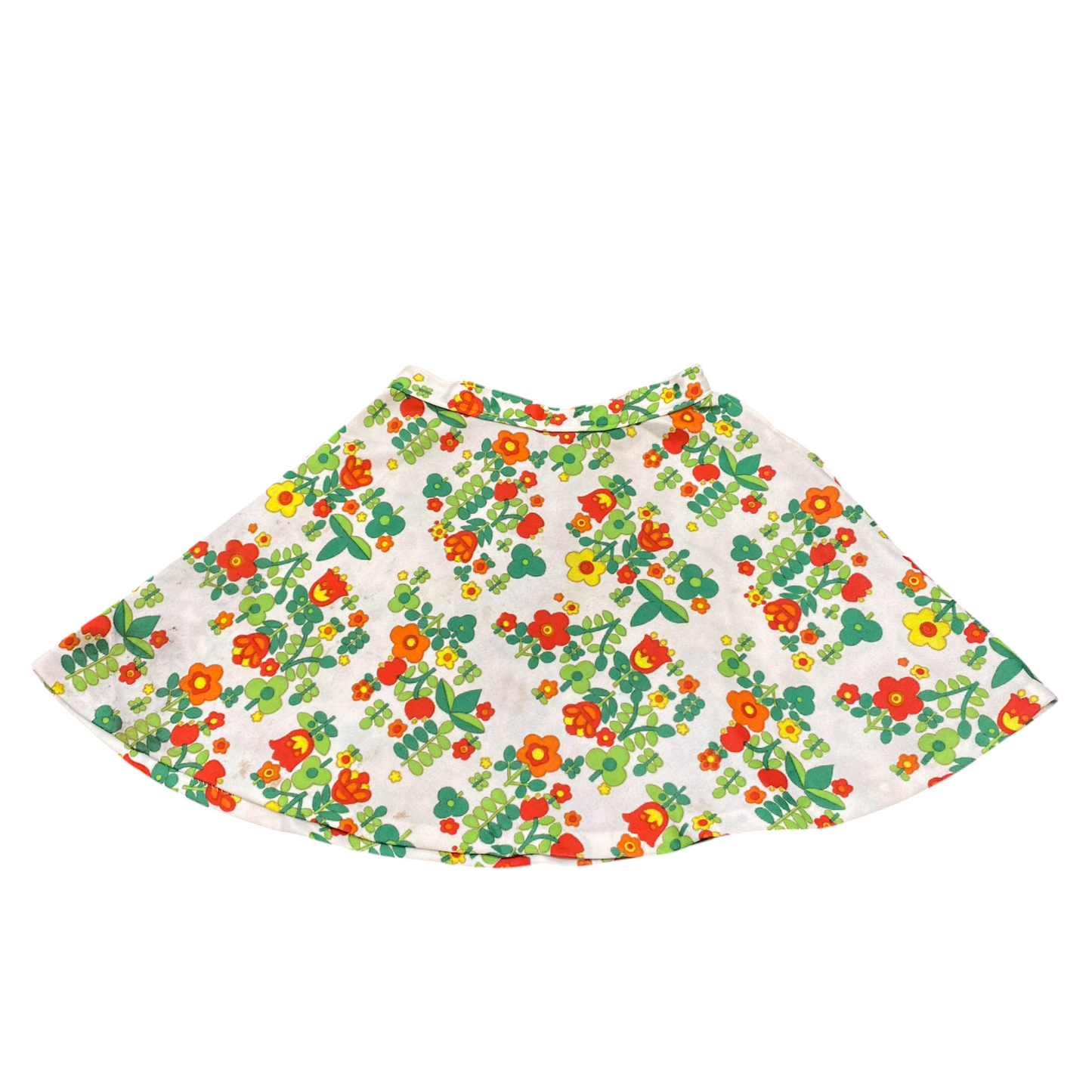 Modesta Mini A-Line Skirt Womens Small Cream Green Floral Print Button Front
