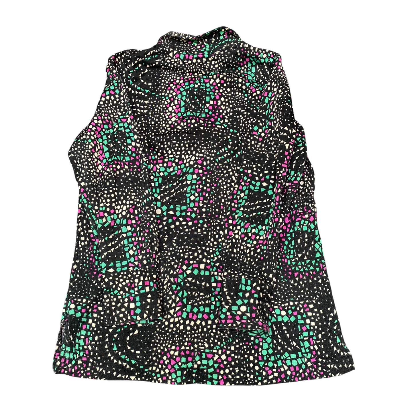 Shirt Top Womens S Multi Geo Print Collared Long Sleeve Button Front Outdoor