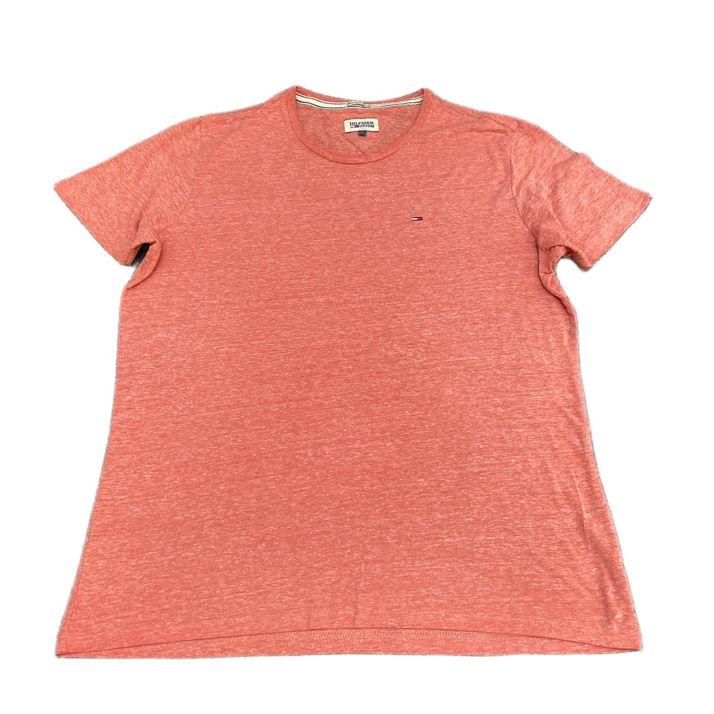 Tommy Hilfiger Shirt Women's Large Pink Solid Embroidered Logo Crew Neck Tee