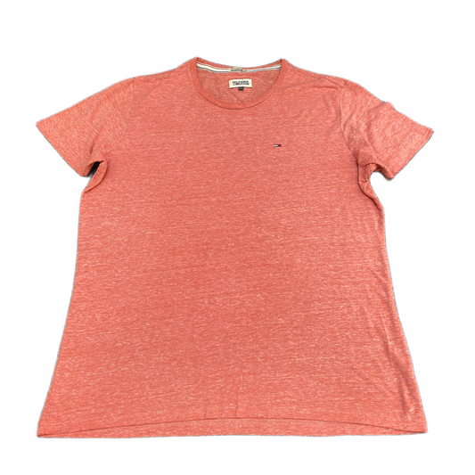 Tommy Hilfiger Shirt Women's Large Pink Solid Embroidered Logo Crew Neck Tee