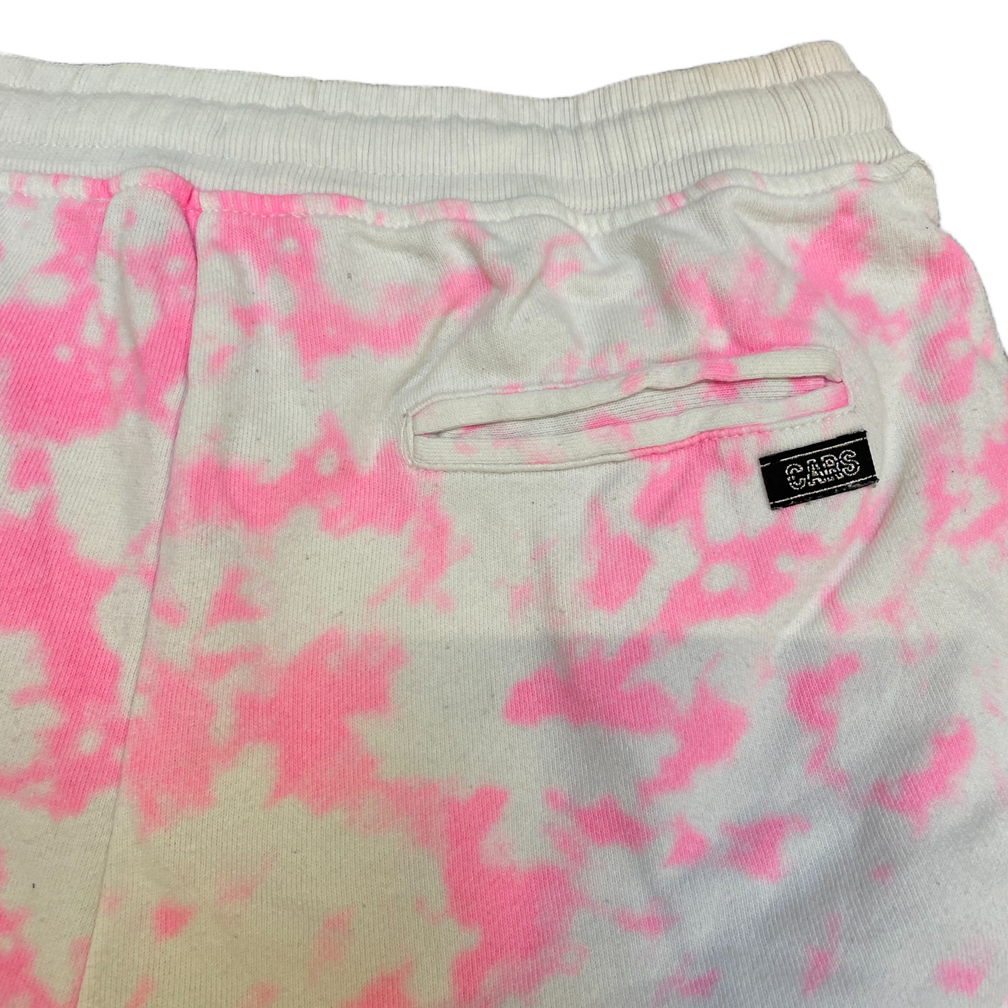 Running Sprinter Shorts Women M 26" Waist White Pink Tie Dye Workout Dolphin Hem