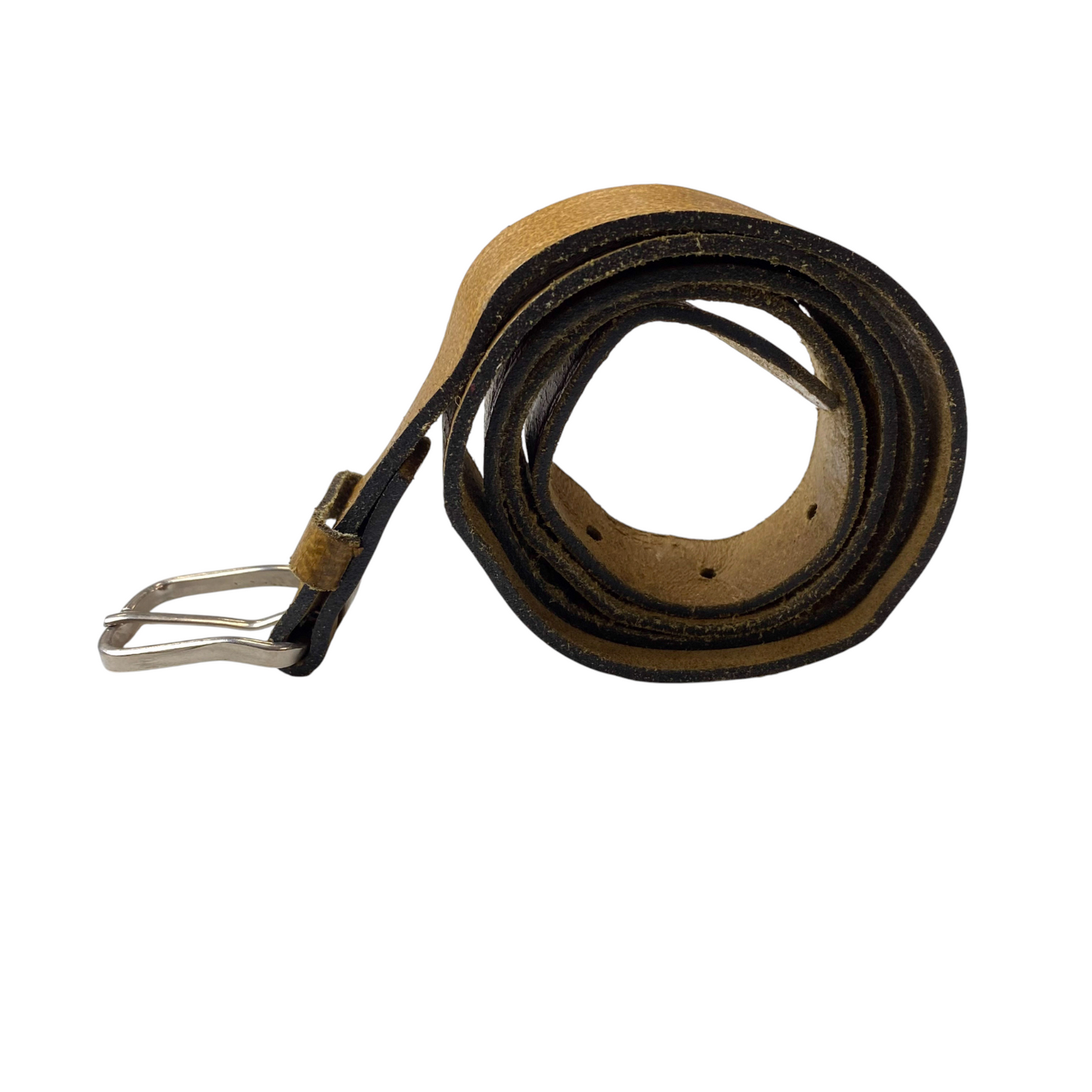 Vintage Yves 6107125 Waist Belt Mens Brown Leather Silver Pin Buckle Size 38