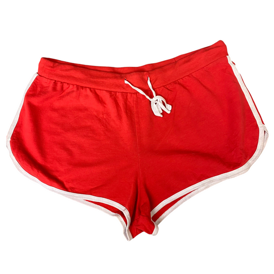 Running Sprinter Shorts Womens Large Red Stretch Athletic Workout Dolphin Hem