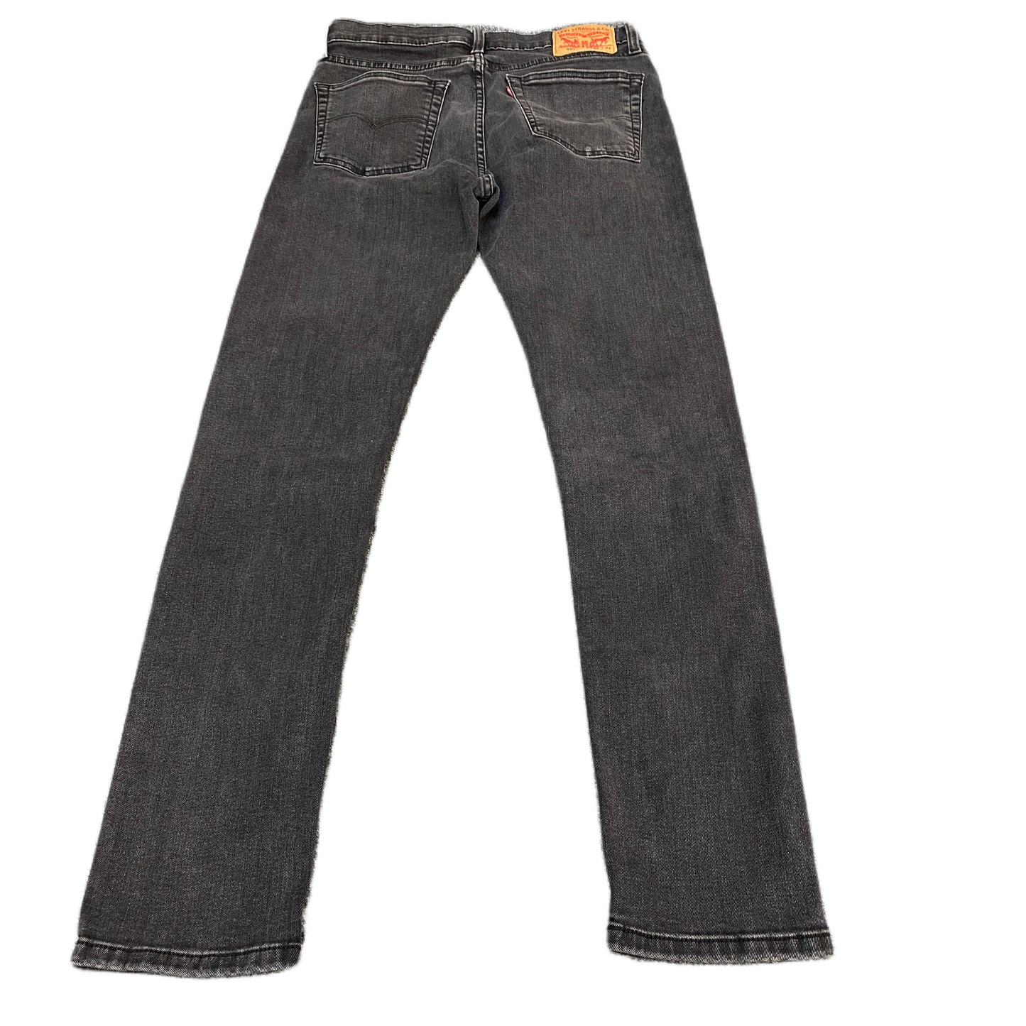 Levi's Jeans Fits as Mens 32" Waist Black Denim Distressed 5-Pockets Red Tab