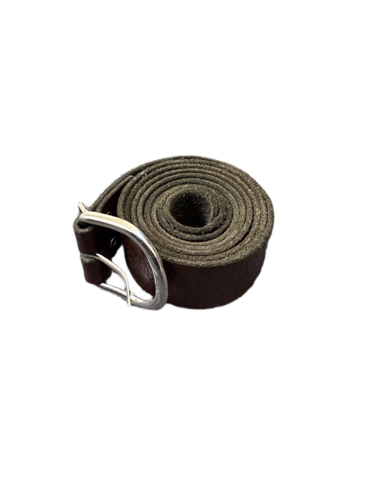 Waist Belt Mens Brown Leather Adjustable Silver D-Ring Pin Buckle 47.5 inches