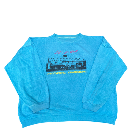 Sweatshirt Womens XXL Blue Let's Go West Discovering Duanesburg Crew Neck