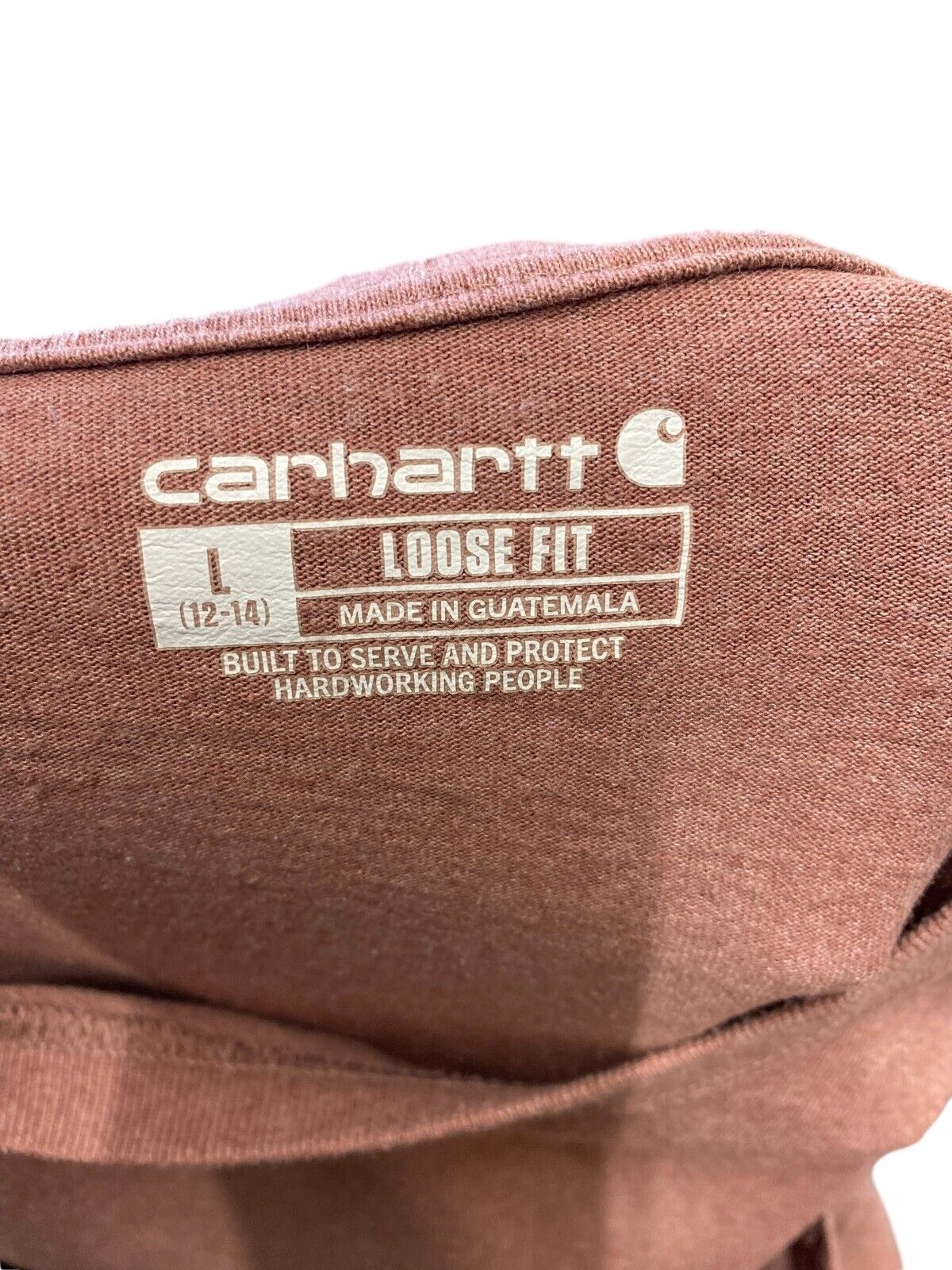 Carhartt T-Shirt Boys Medium (12-14) Pink Loose Fit Pocket Crew Neck Pullover