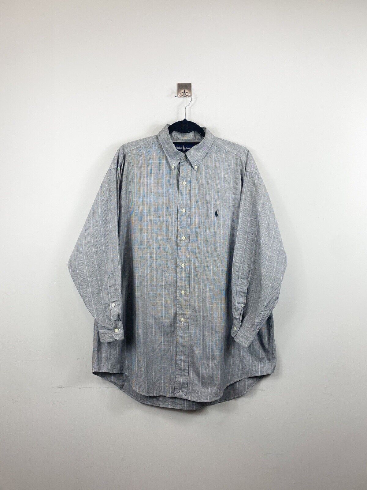 RALPH LAUREN Grey Shirt Button Up Long Sleeve Casual Mens L