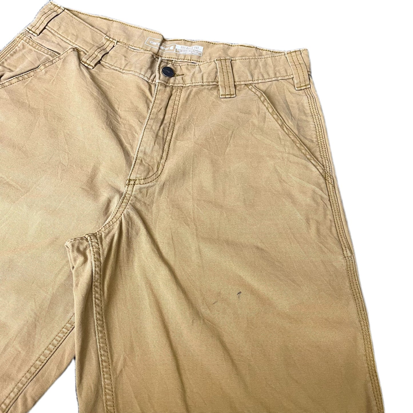 Carhartt Canvas Duck Cargo Shorts Fits as Mens Medium 32" Waist Tan Relaxed Fit
