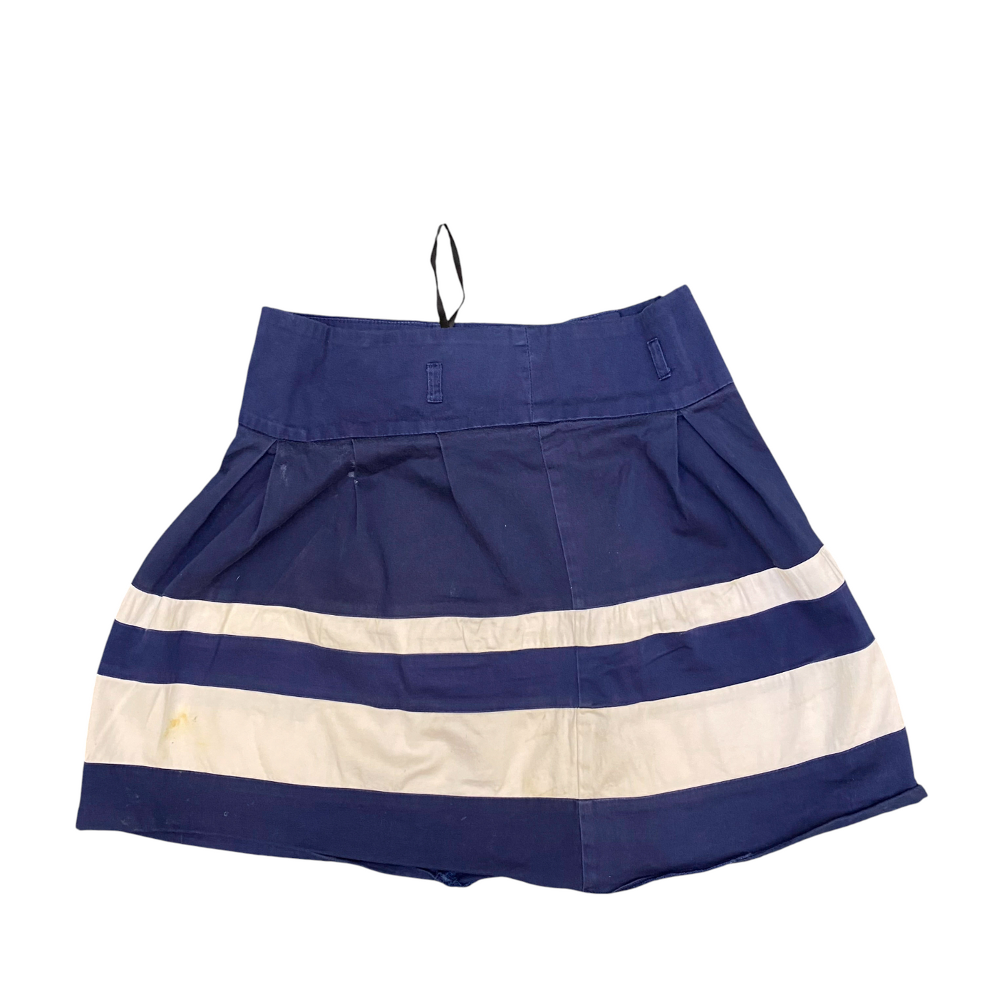 Atmosphere A-Line Mini Skirt Womens L Blue White Striped Pleated Side Zip