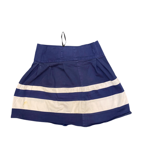 Atmosphere A-Line Mini Skirt Womens L Blue White Striped Pleated Side Zip
