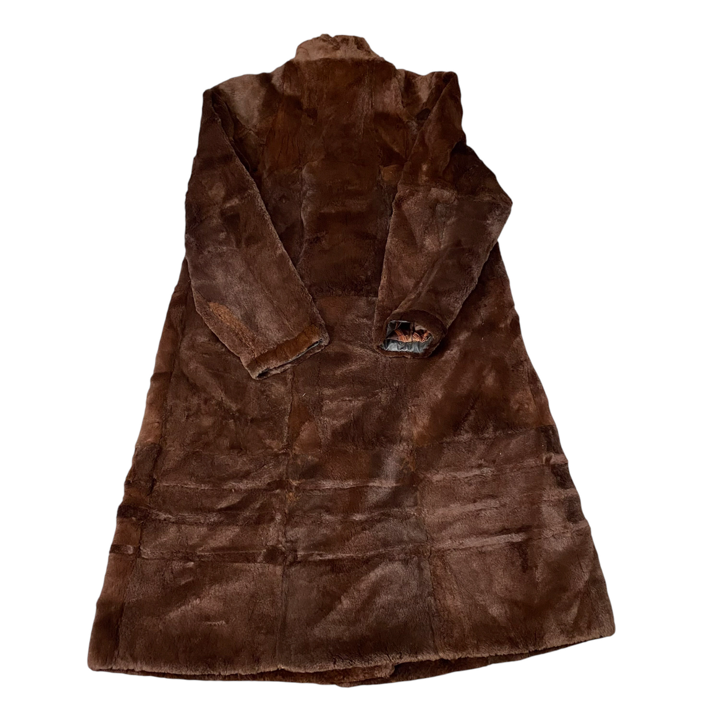 Womens Faux Fur Coat Large Dark Brown Horizontal-Layered Soft Cozy Warm Winter