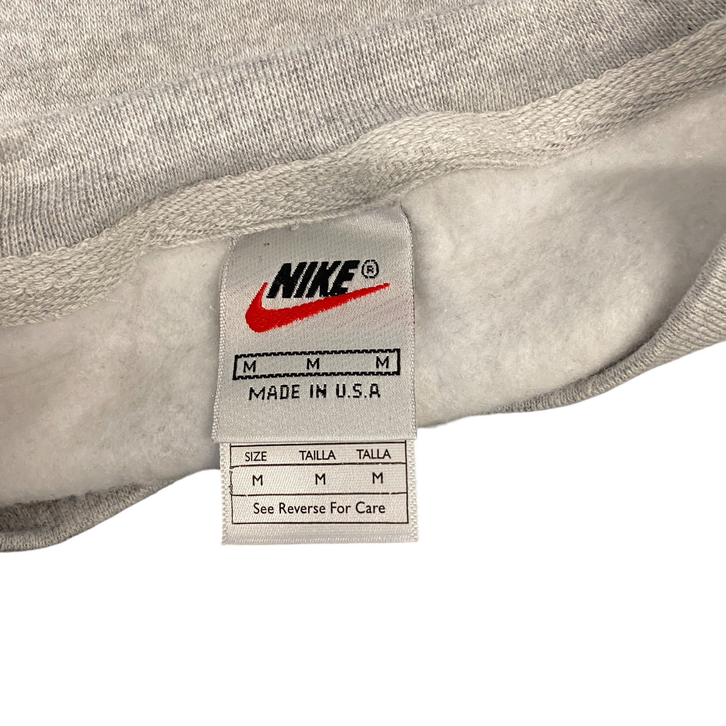 Nike Reworked Sweatshirt Mens Medium Grey Embroidered Spellout Logo Vintage Y2K
