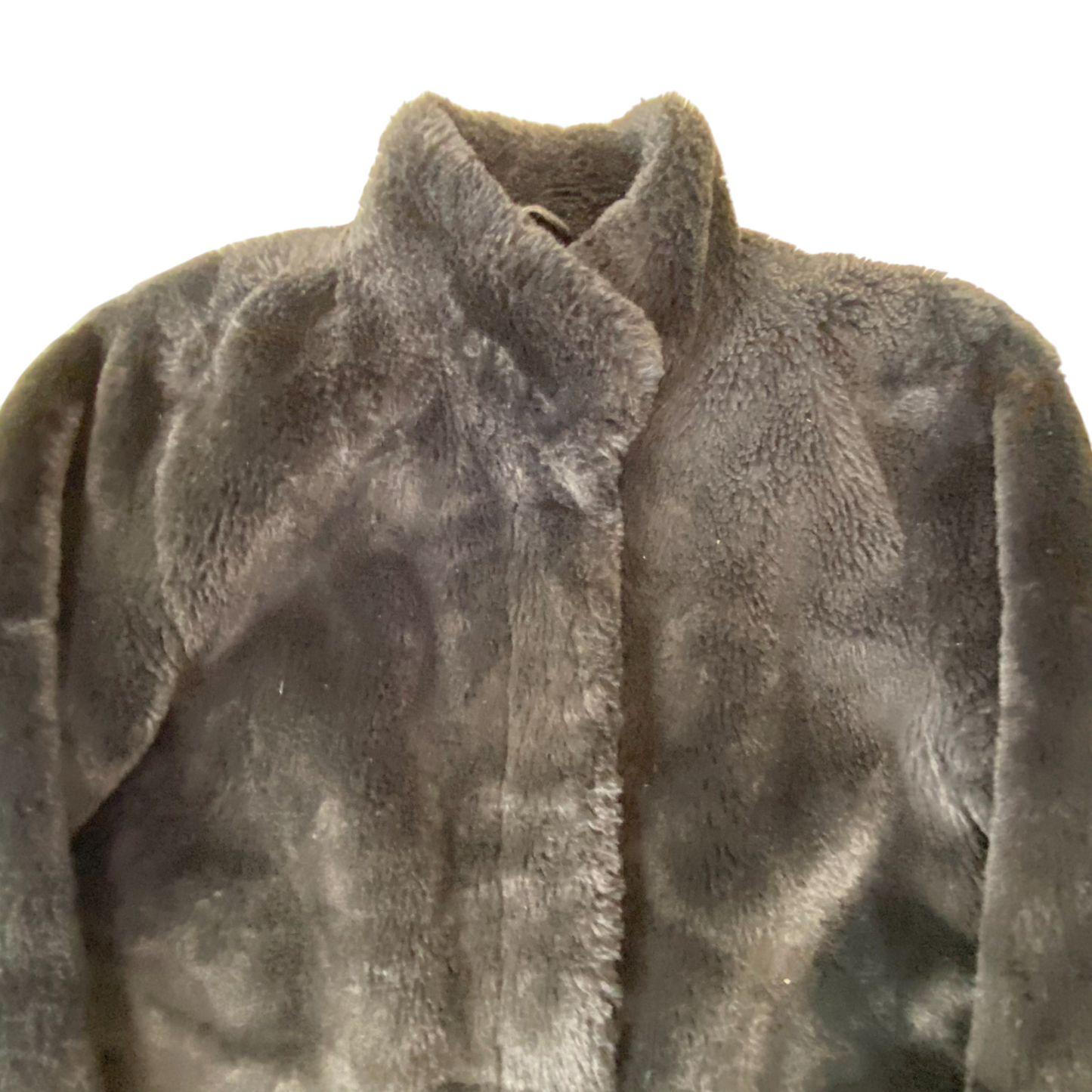 Coat Womens Medium Black Sherpa Fleece Pockets Long Sleeve Warm Open Front