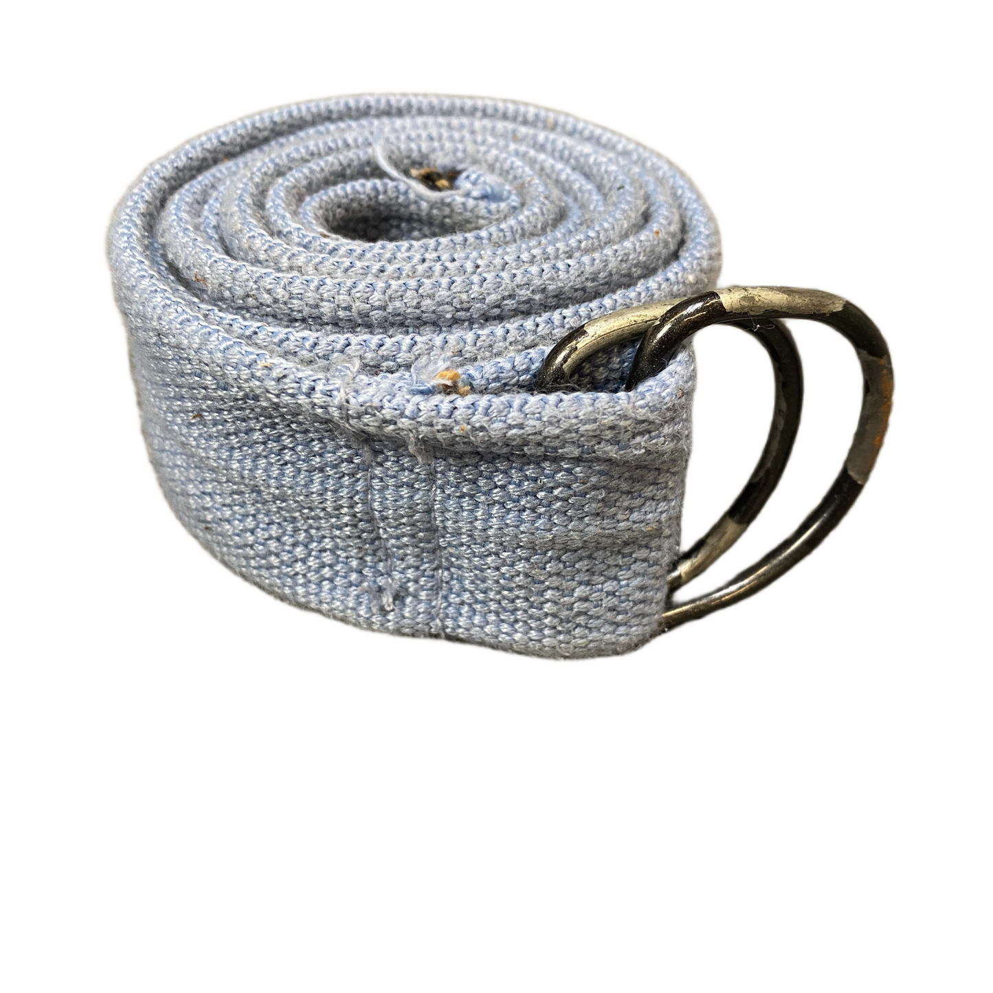 Men's Yoga Belt Blue Canvas Adjustable Silver D-Ring Buckle 52.5 inches