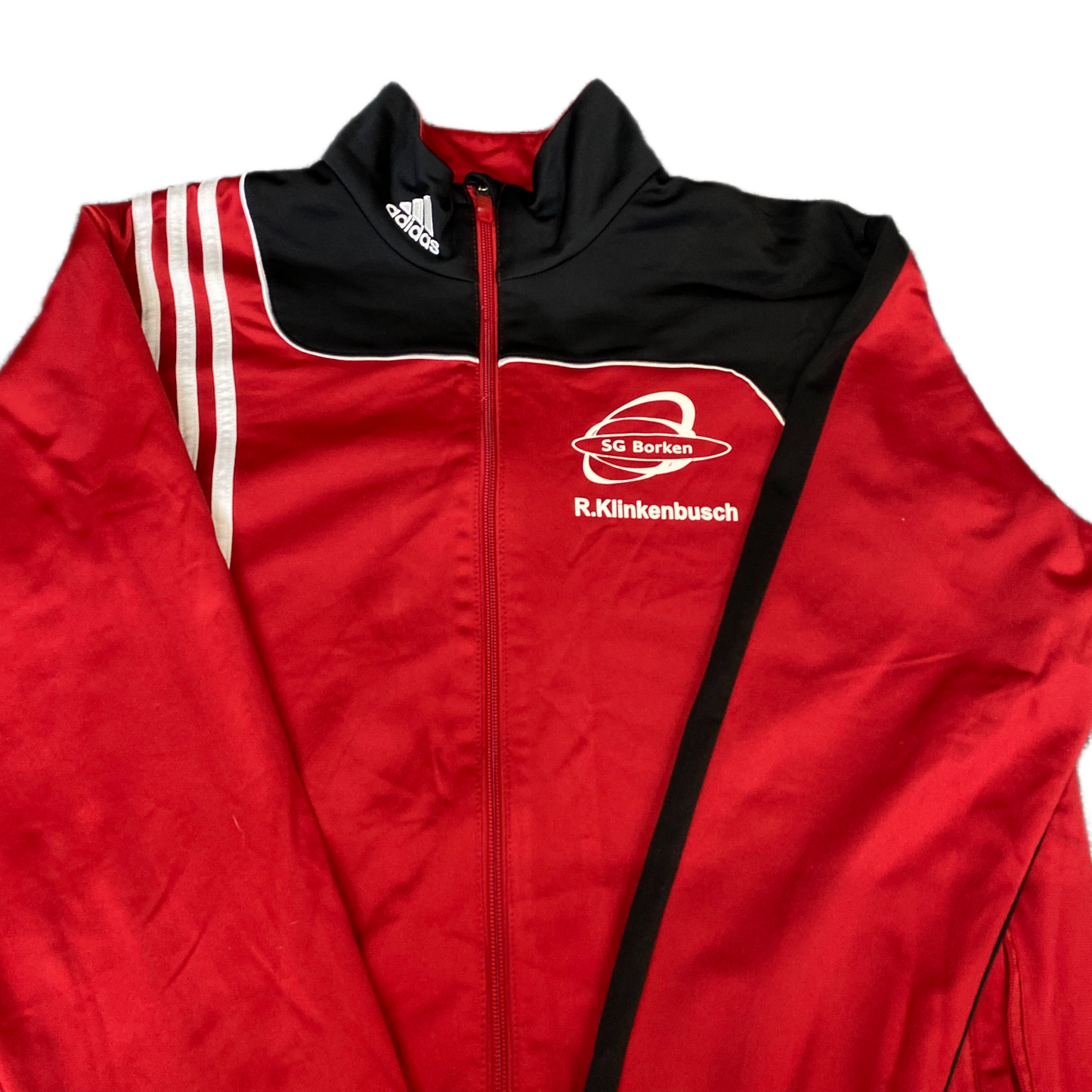 Adidas Track Jacket Mens M Red Black SG Borken R.Klinkenbusch Mock Neck Full Zip