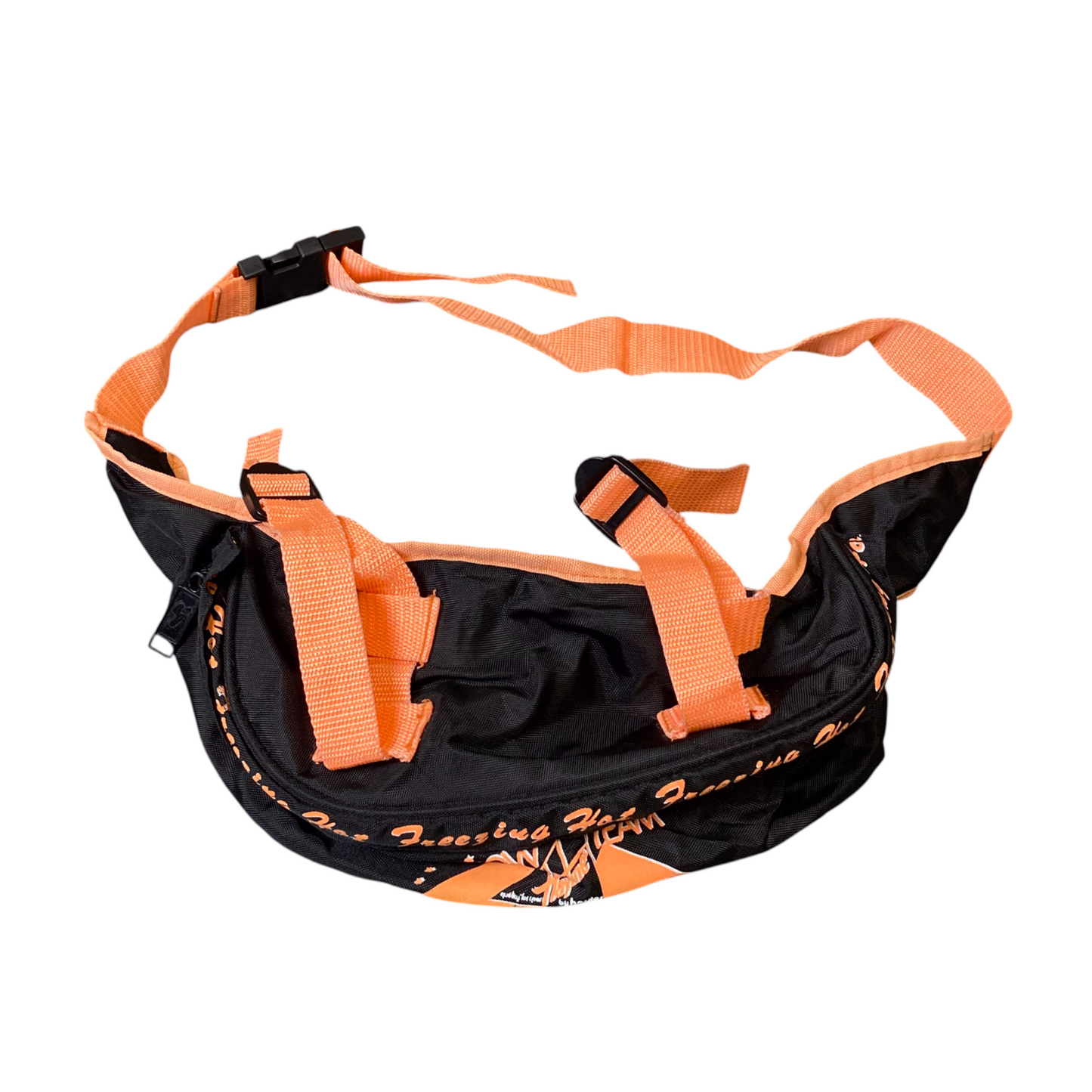 Outdoor Fanny Pack Bum Bag Orange Zipper Pockets Adjustable with Belt Loop