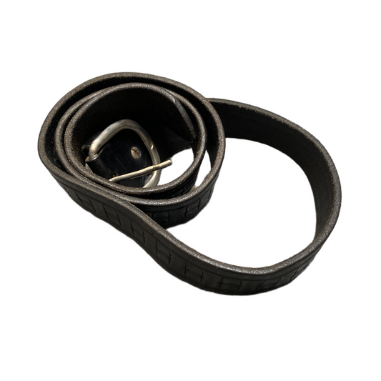 Balestra Waist Belt Mens Black Leather Adjustable Silver Pin Buckle 36 inches