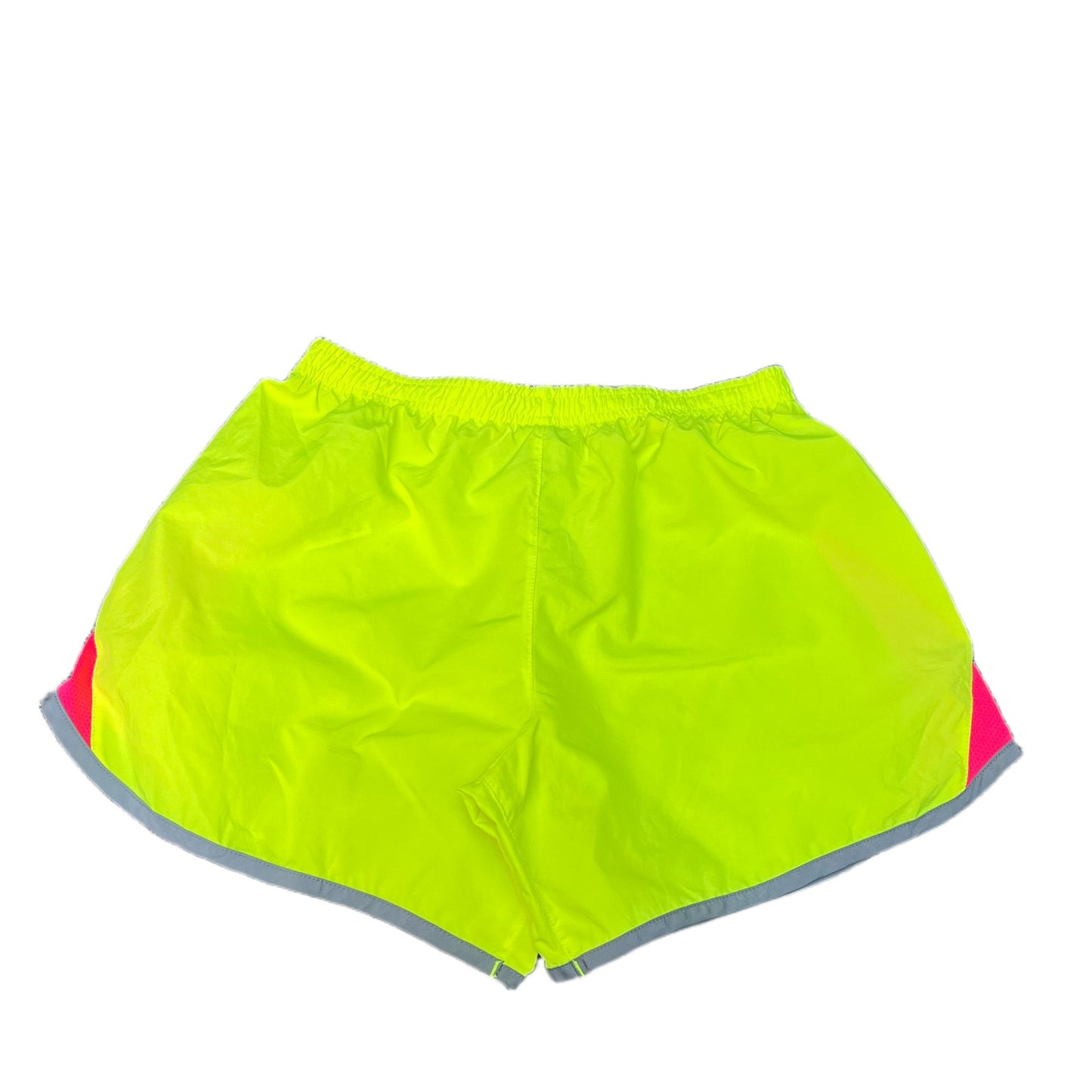 Nike Running Shorts Fits as Womens XS 24" Waist Neon Yellow Pink Dolphin Hem