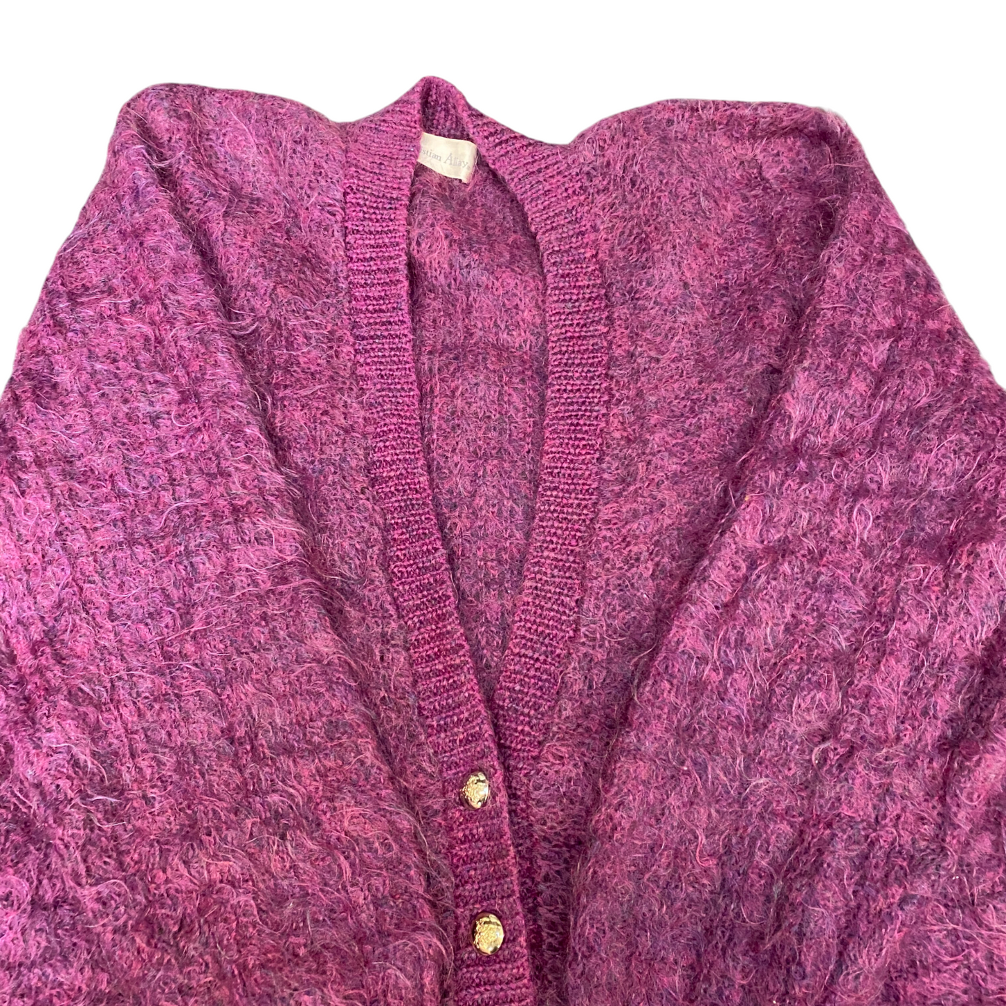 Christian Allay Cardigan Jumper Womens Large Magenta Mohair V Neck Button Front