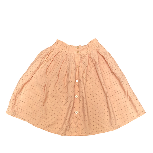 Womens Midi Skirt M Orange Polka Dot Viscose Pleated Button Front Preppy Y2K