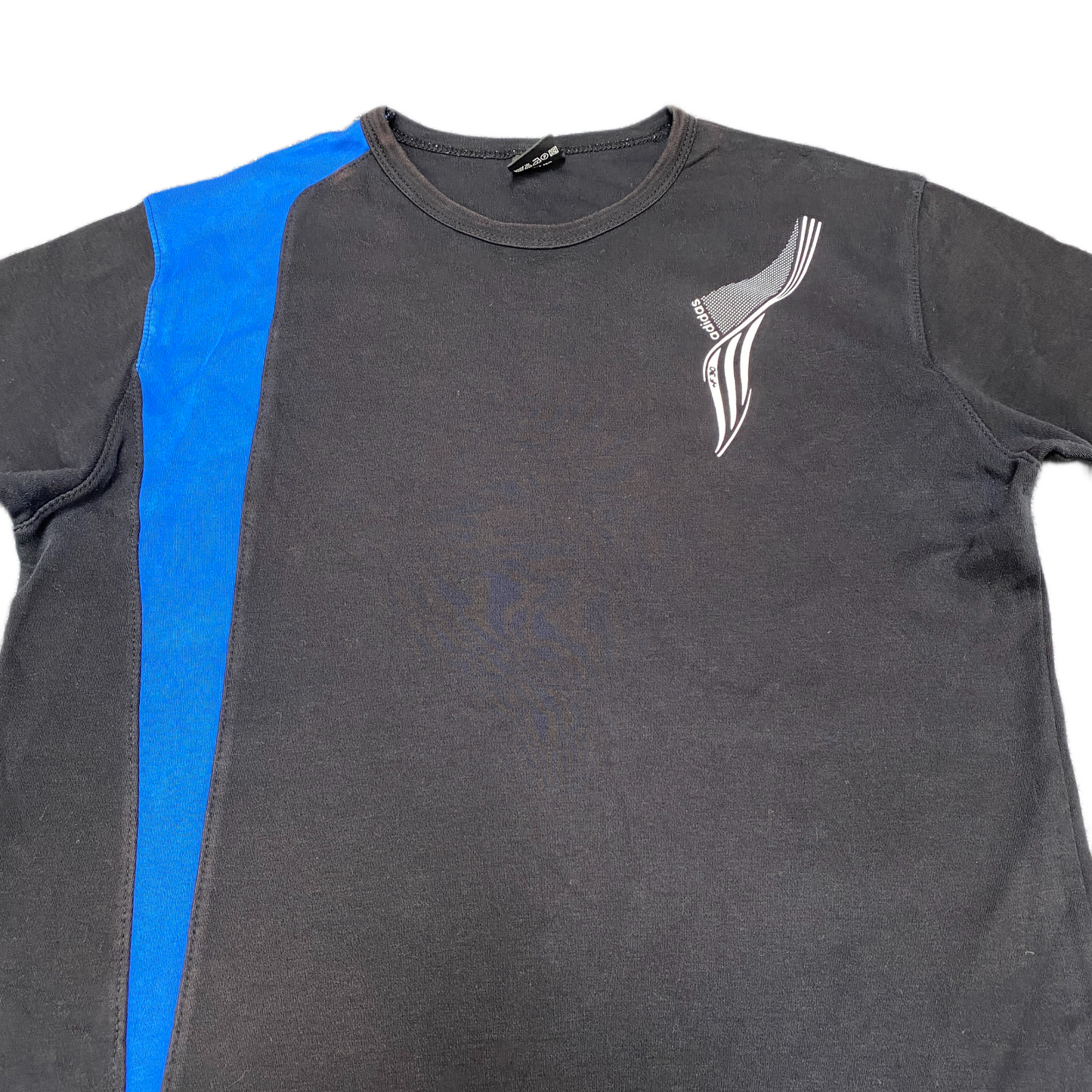 Adidas T-Shirt Womens XL Black Blue Regular Fit Short Sleeve Crew Neck Pullover