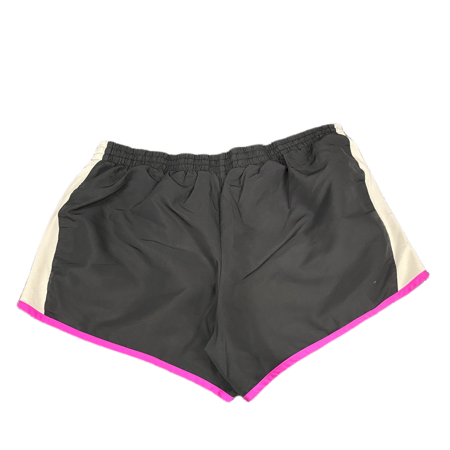 Running Shorts Womens L 32" Waist Black White Mesh Panel Dolphin Hem Drawstring