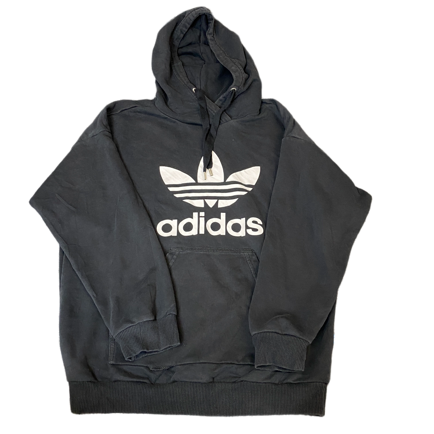 Adidas Originals Hoodie Womens Large Black Graphic Logo Long Sleeve Pullover