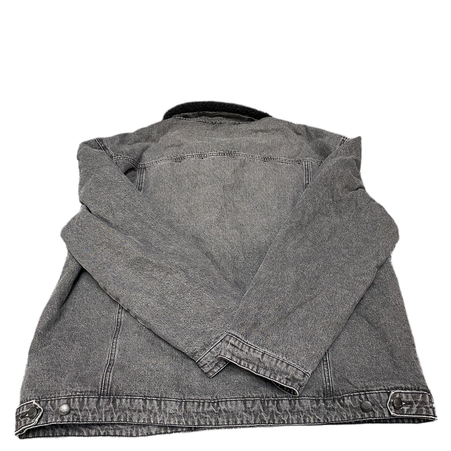 Brandit Denim Jacket Mens 2XL Grey Fleece Lined Long Sleeve Collared Snap Front
