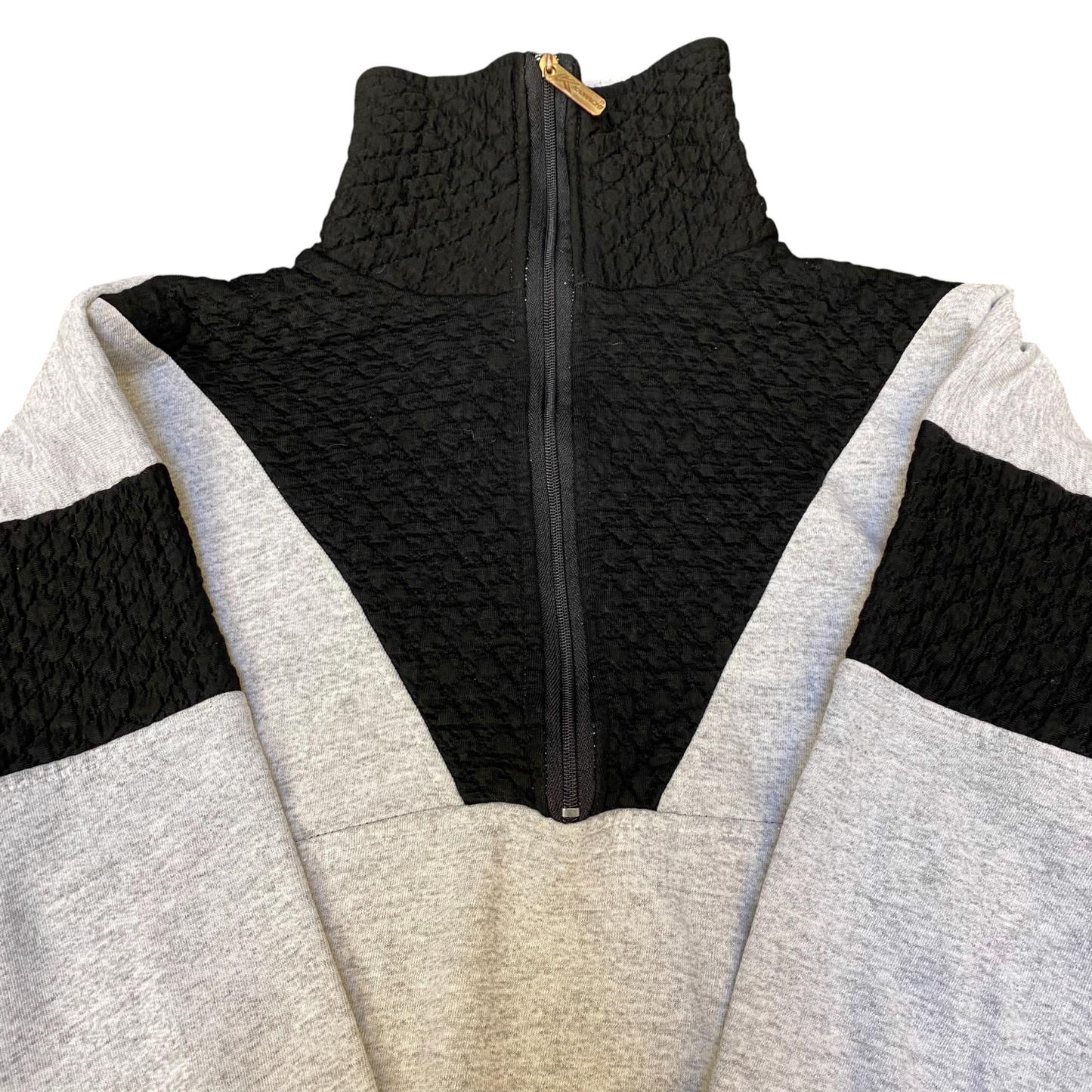 Sweatshirt Mens Medium Grey Black Colourblock Long Sleeve Quarter Zip Pullover