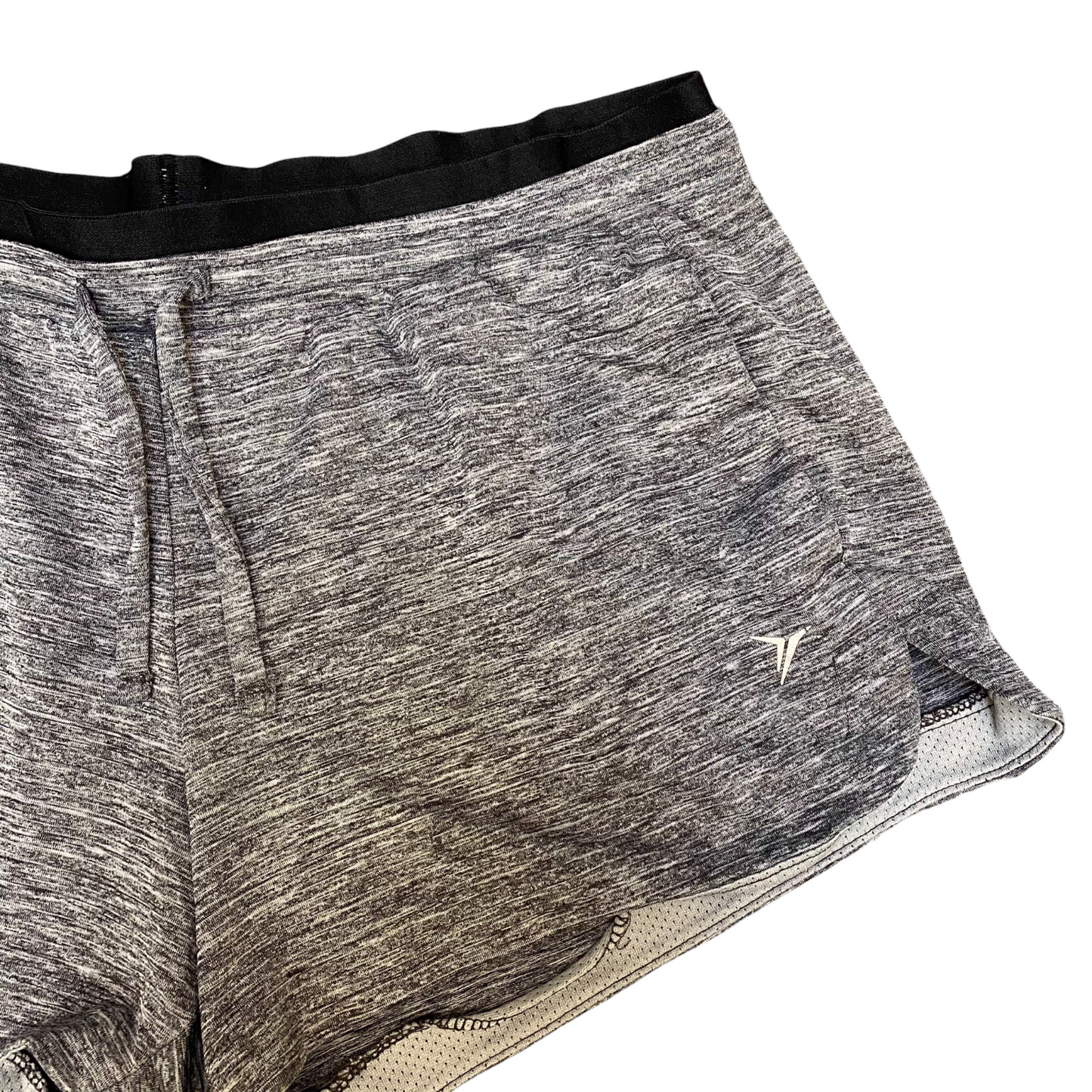 Active Running Sprinter Shorts Womens S Grey Go Dry Semi Fitted Drawstring Waist