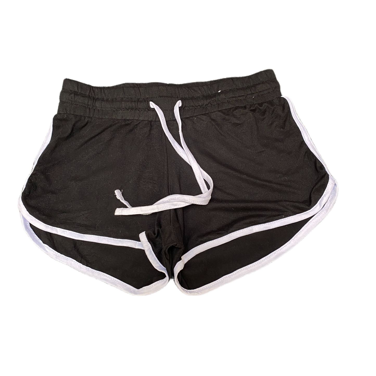 Running Sprinter Shorts Womens S 26" Waist Black Stretch Drawstring Dolphin Hem